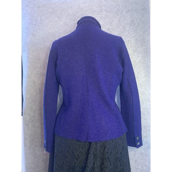 Eileen Fisher Merino Wool Long Sleeve Midnight Blue Blazer Jacket Size L Petite - Picture 7 of 13